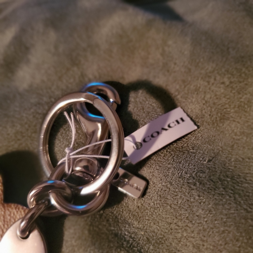 Coach Wildflower Signature Keyring Bag Charm Key Fob Khaki Nwt - Picture 4 of 7